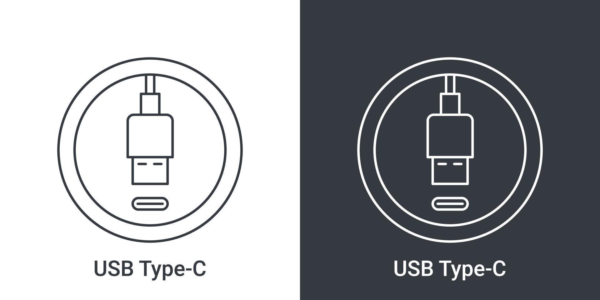 USB Type C port icon. Socket usb plug in. USB connectors. Vector illustration