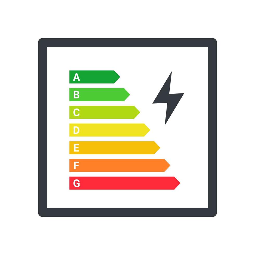 logotipo de eficiencia energética. gráfico de clasificación de calificación de eficiencia energética. ilustración vectorial vector