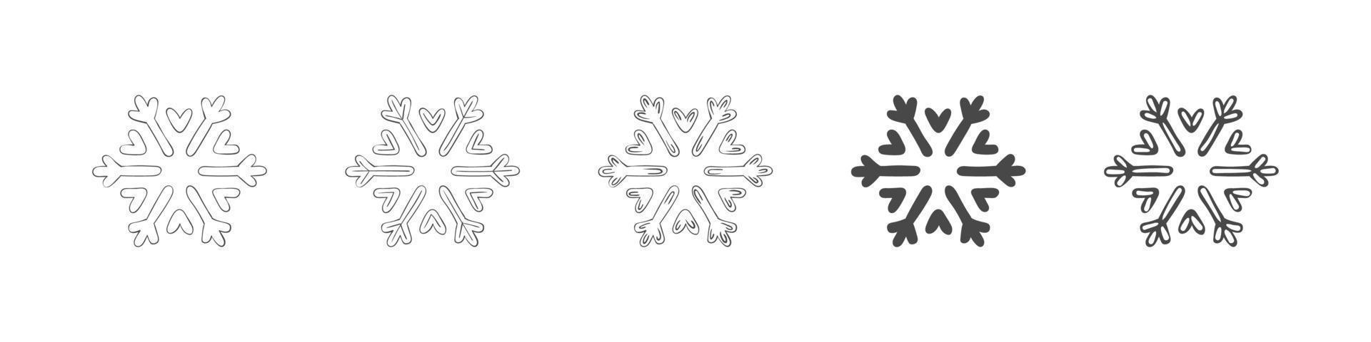 Snowflakes. Conceptual snowflake icons. Hand-drawn snowflake icons. Vector illustration