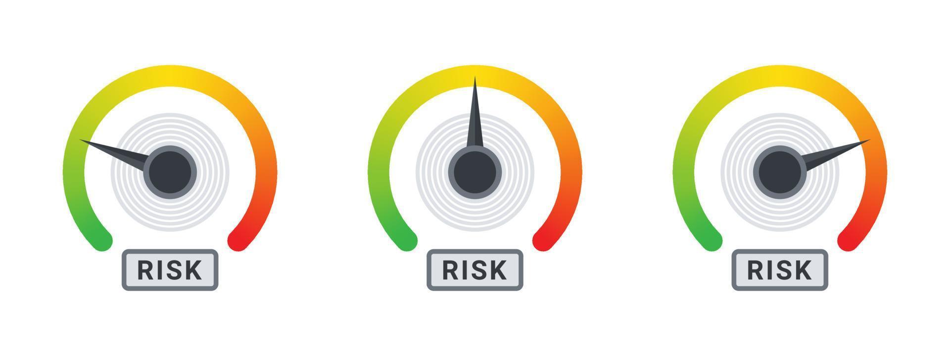 medidor de riesgo iconos de riesgo. concepto de signos de medidor. concepto de escala de alto riesgo. ilustración vectorial vector
