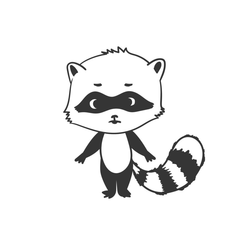 Raccoon. Cute hand-drawn raccoon. Sketch drawing for design. Vector image