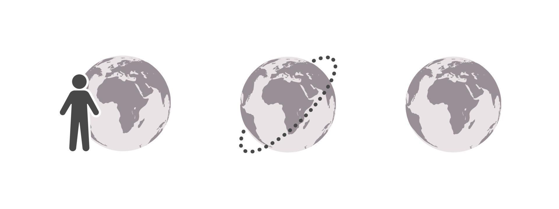 Earth globe with human icon. World map in globe shape. Earth globe icon set. Vector illustration