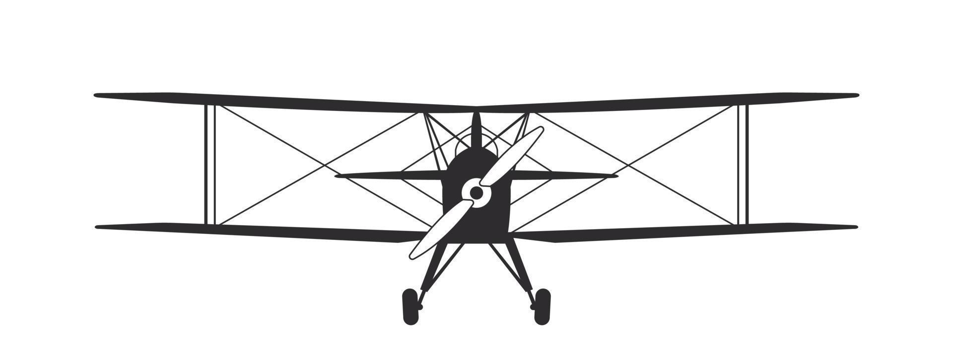 Airplane. Vintage airplane. Airplane silhouette front view. Flight transport symbol. Vector image