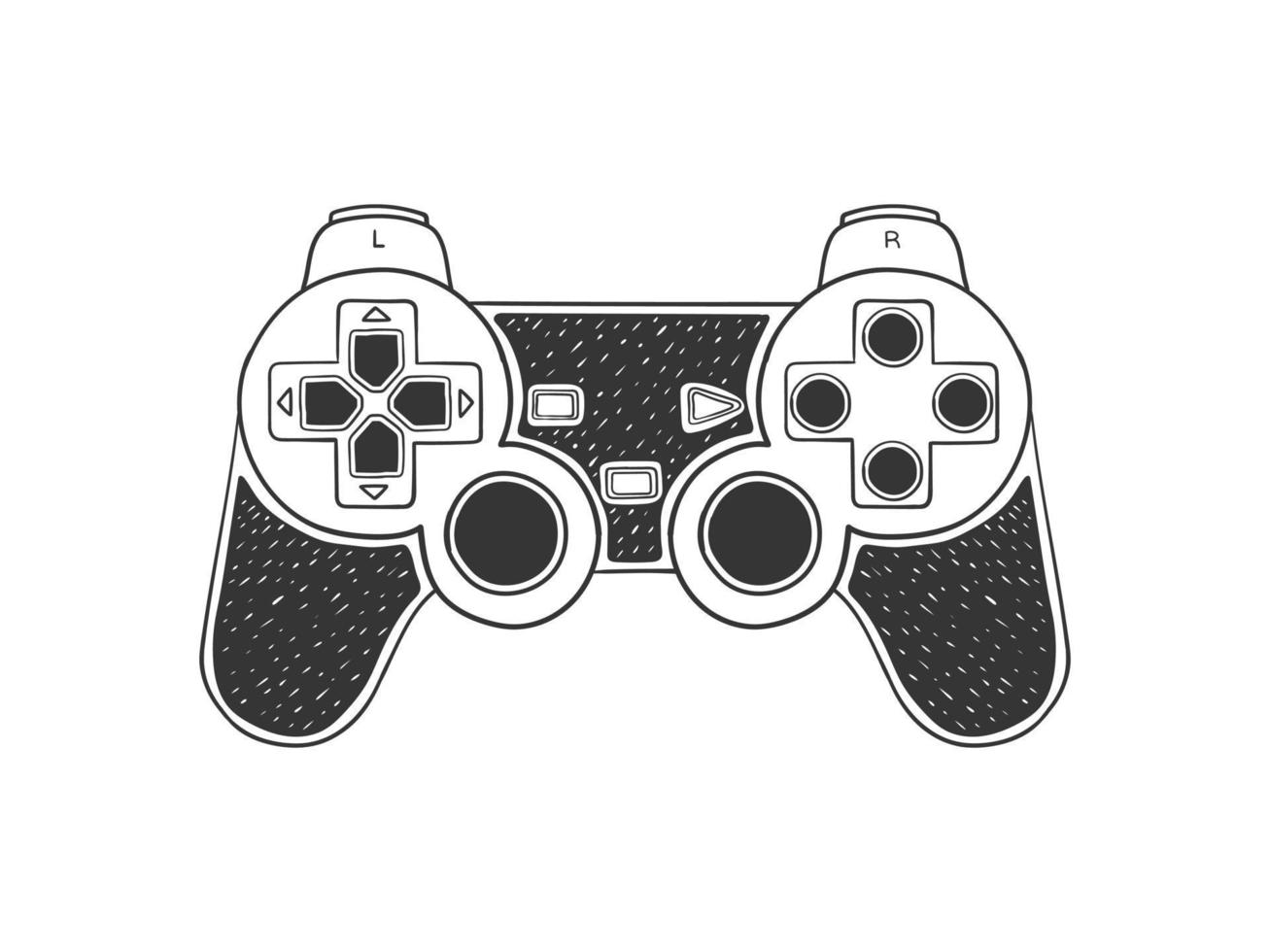 Joypad. Joystick for game console. Hand-drawn Gamepad. Illustration in sketch style. Vector image
