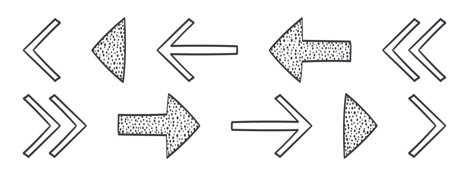 Arrow icons. Arrows with dot texture. Vector arrows. Set of different arrows. Vector illustration
