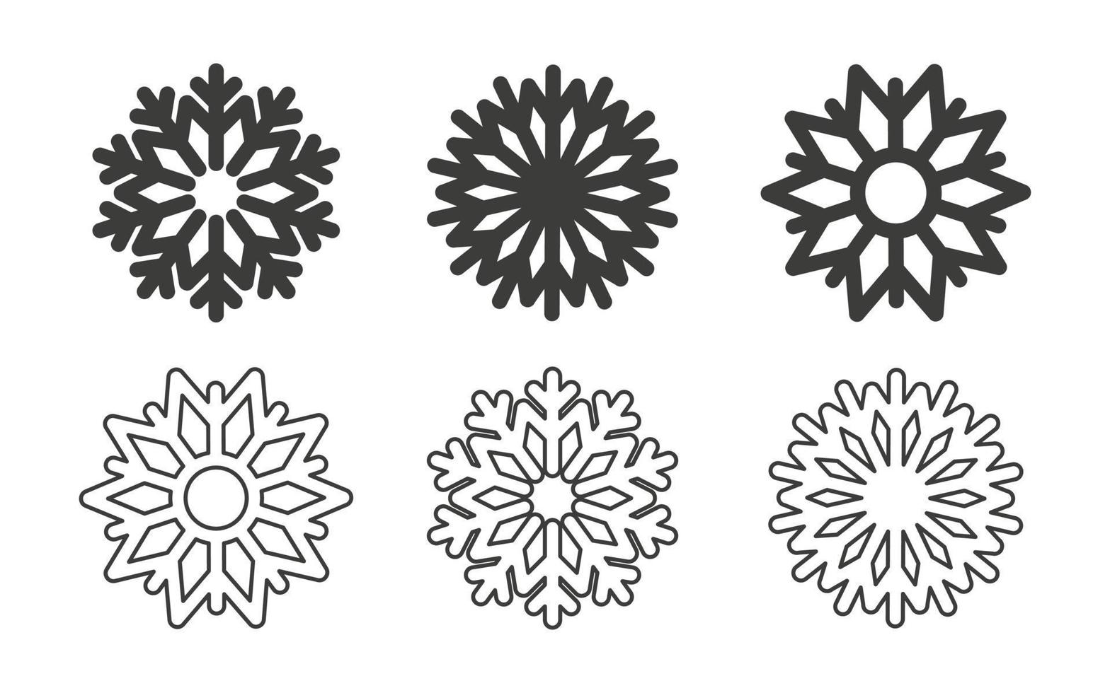 Snowflake icons. Christmas Elements. Modern flat style snowflakes. Vector illustration