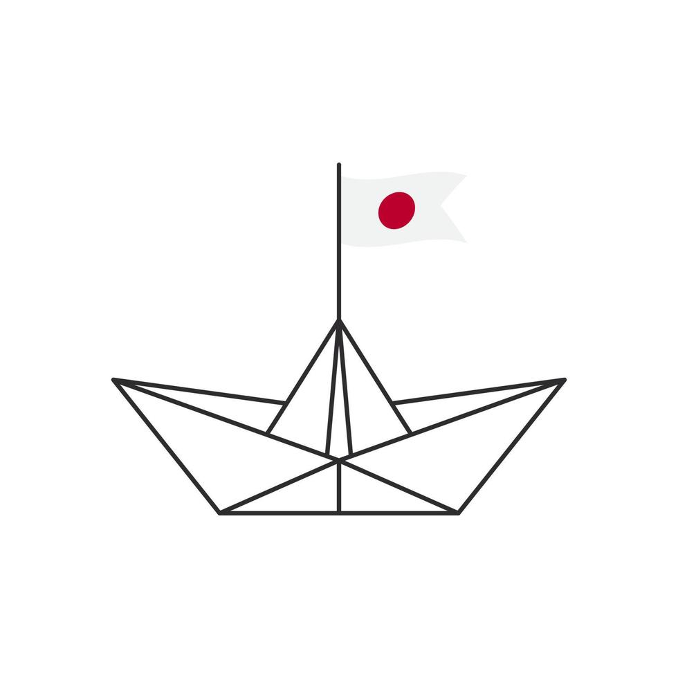 icono de barco de papel. un barco con la bandera de japón. ilustración vectorial vector