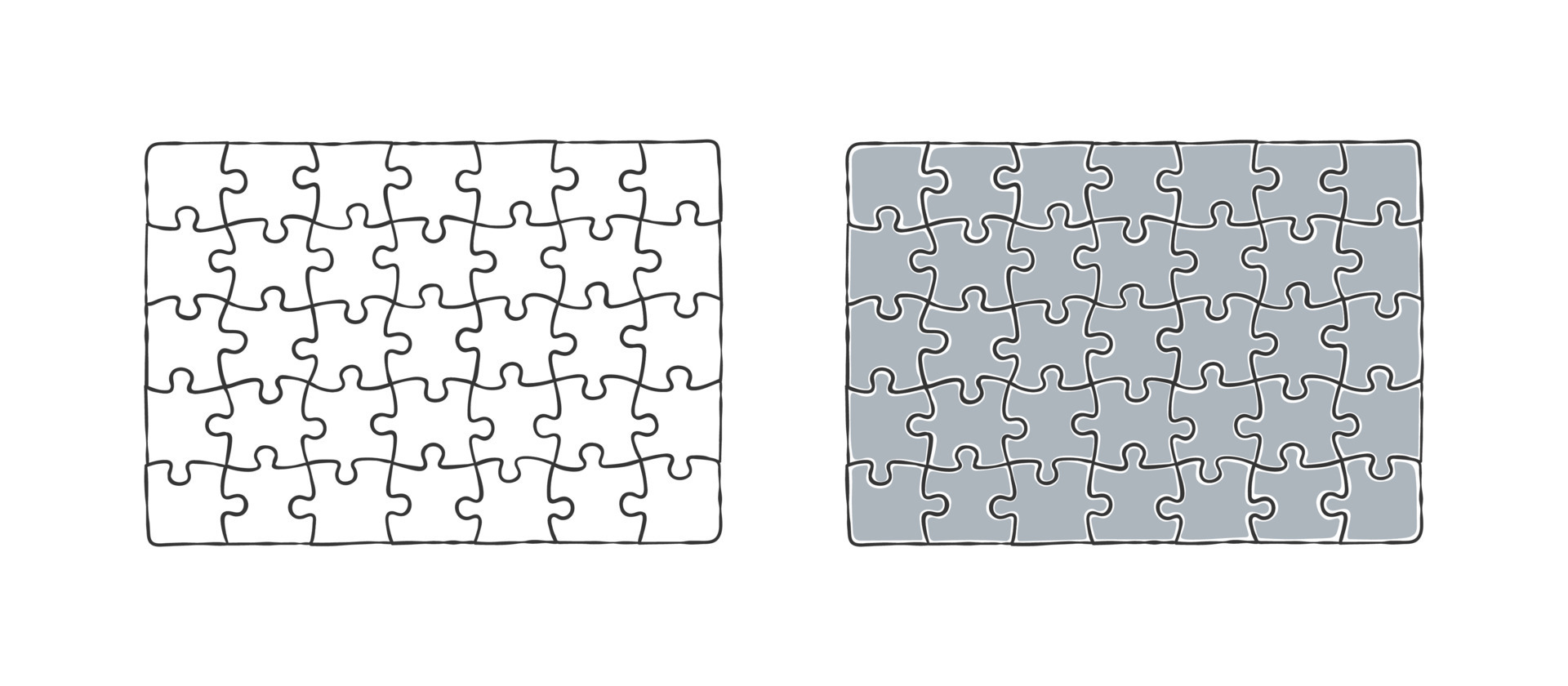 Puzzle Template. A handdrawn puzzle. Rectangular puzzle. Puzzle for