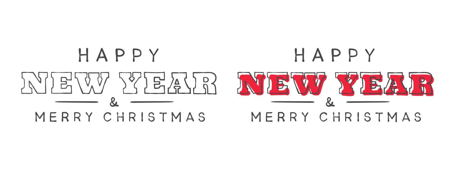 New Year inscriptions. Hand-drawn New Year's Eve inscription. Elements of New Year design. Vector illustration