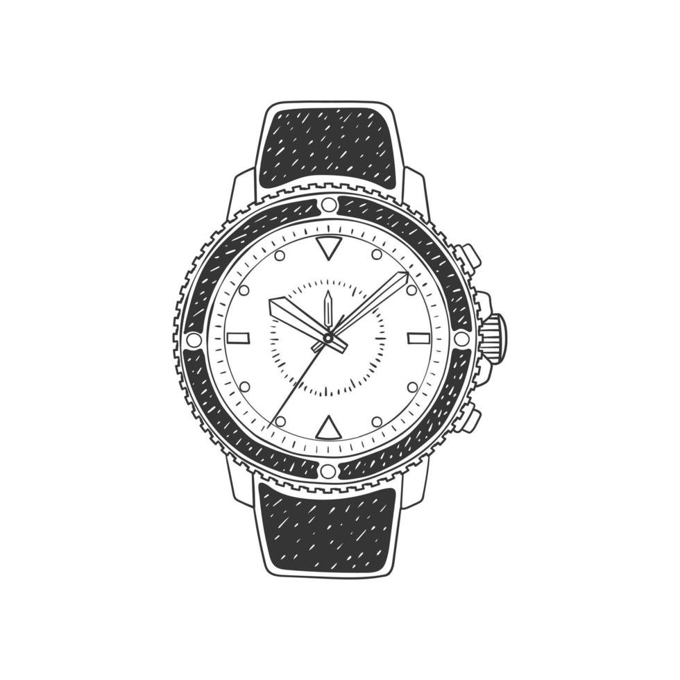 relojes de pulsera modernos. icono de garabato de reloj de mano digital. ilustración en estilo boceto. imagen vectorial vector