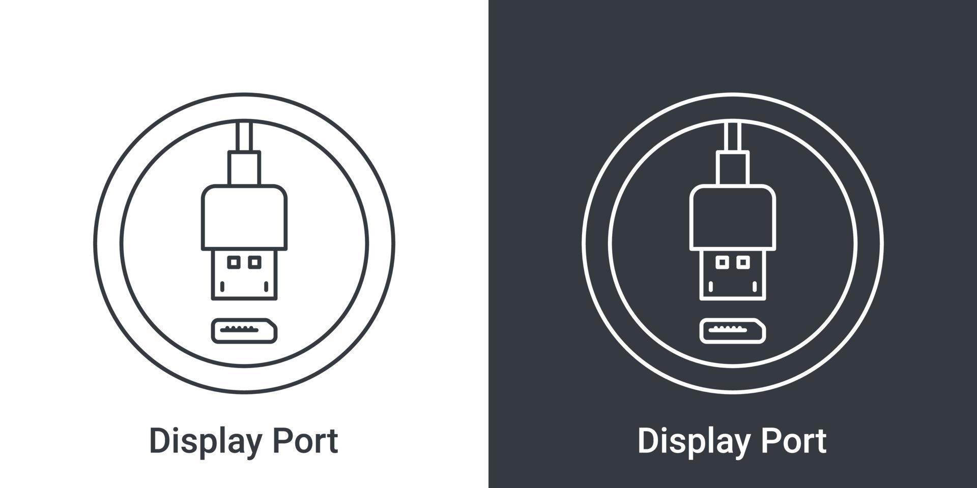 icono de puerto de visualización. signos de conectores de computadora. icono de conectores. concepto de ilustración vectorial vector