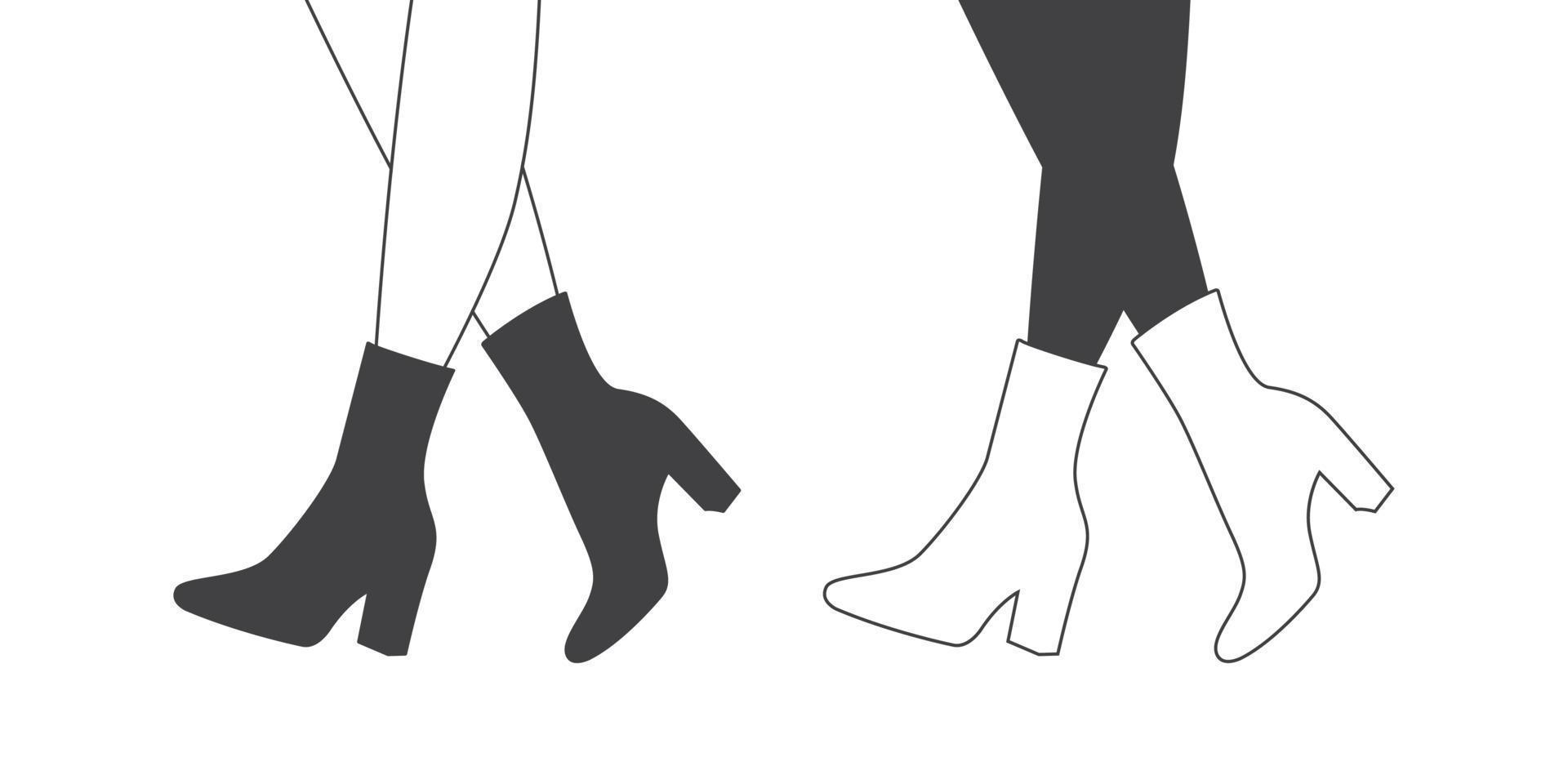 botas femeninas. zapatos de mujer. diseño en estilo plano y lineal. imagen vectorial vector