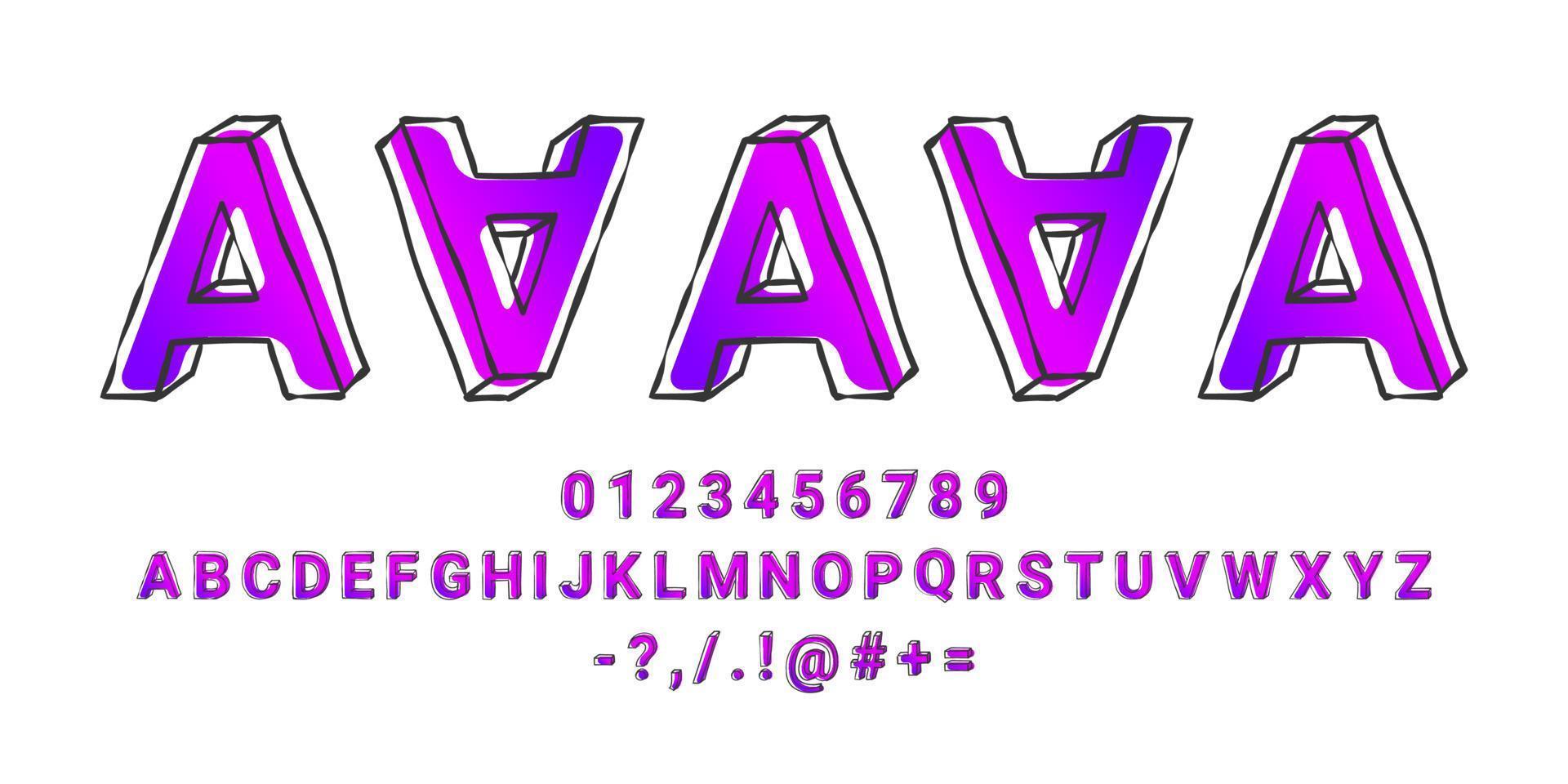 Gradient font. Works well in large to medium sizes. Hand drawn font. Unique vector font