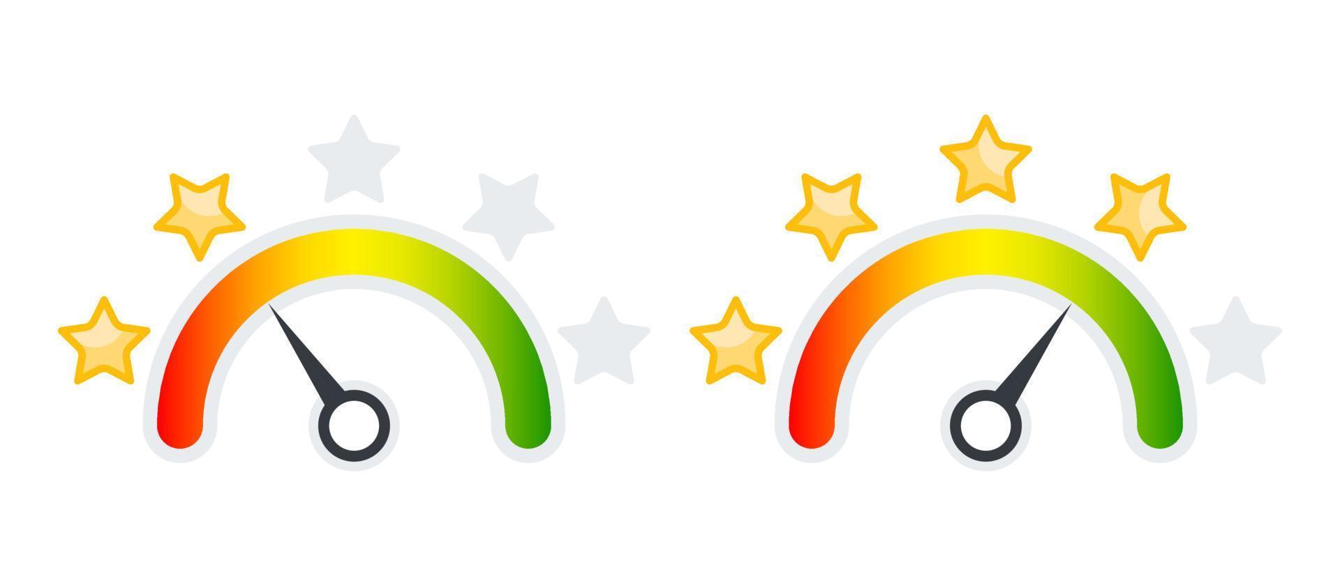 Rating scale. Service Rating signs. Service satisfaction stars. Vector icons