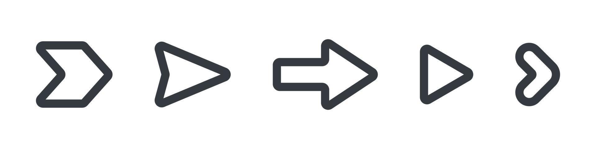 Arrows icons set. Collection different arrows sign. Black arrows icon. Vector illustration