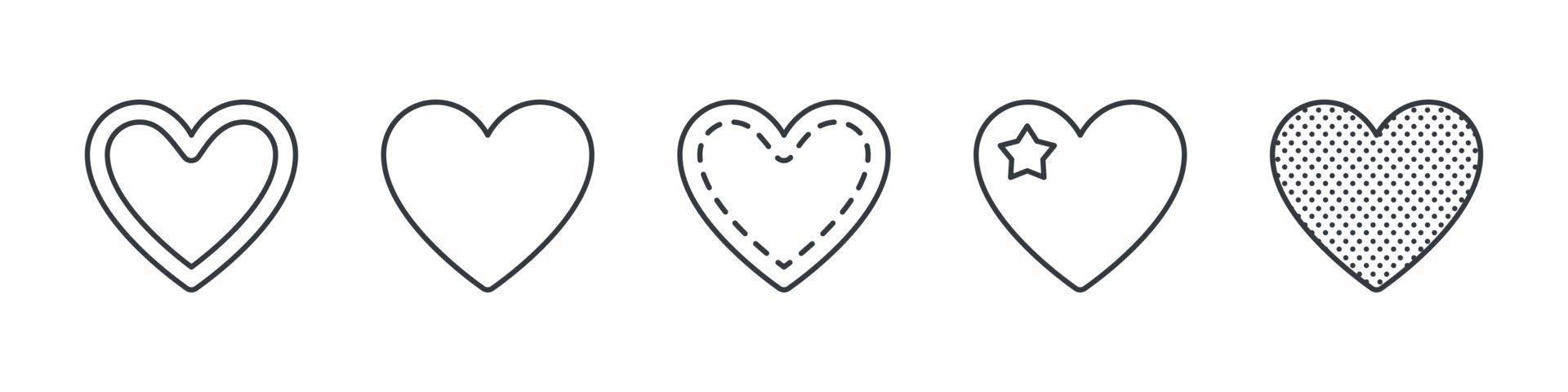 iconos del corazón. iconos lineales del corazón. conjunto de corazones vectoriales. ilustración vectorial vector
