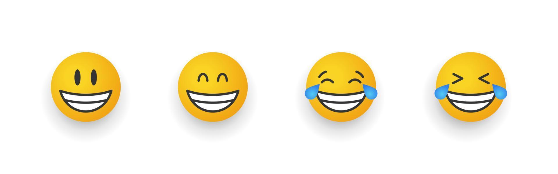 Emoticon smile icons. Cartoon emoji set. Emoticon signs. Vector illustration