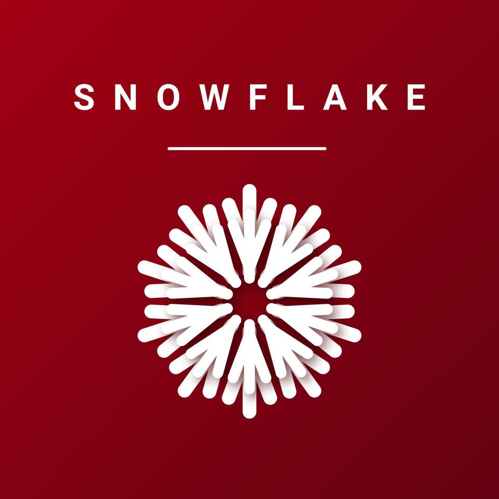 icono de copo de nieve sobre un fondo rojo. copo de nieve en un estilo de papel moderno. elementos navideños. ilustración vectorial vector