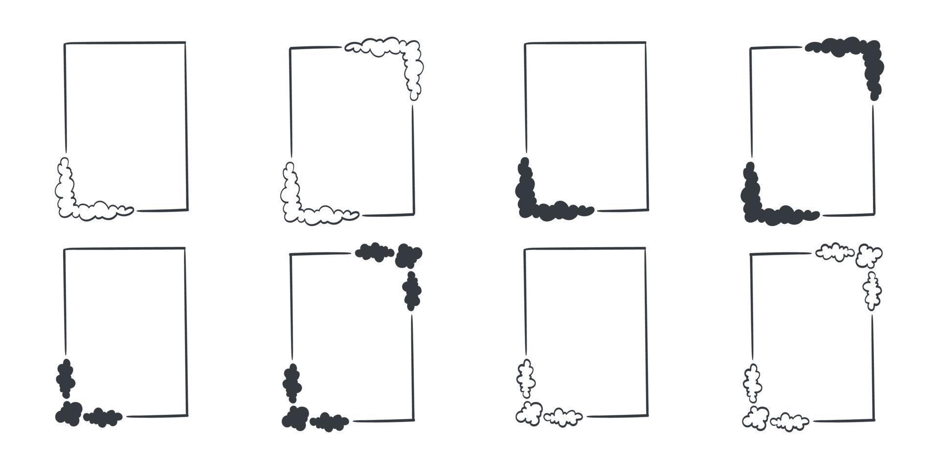 Vector frames. Frames with little clouds. Hand-drawn frames. Vector illustration