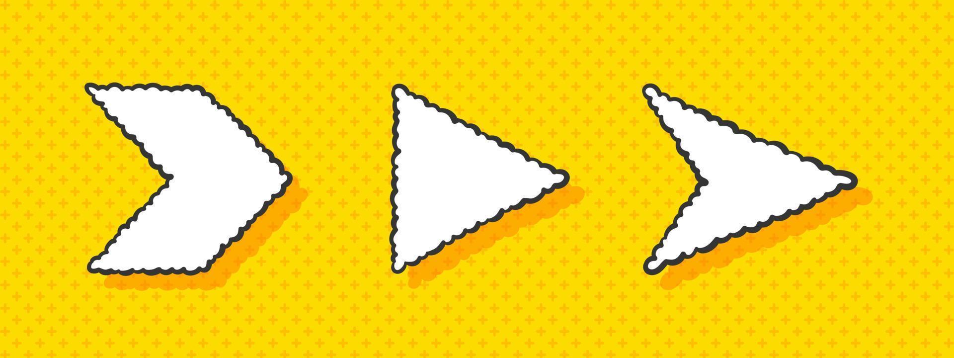 Arrows speech bubbles. Hand drawn arrows icons on yellow background. Vector illustration