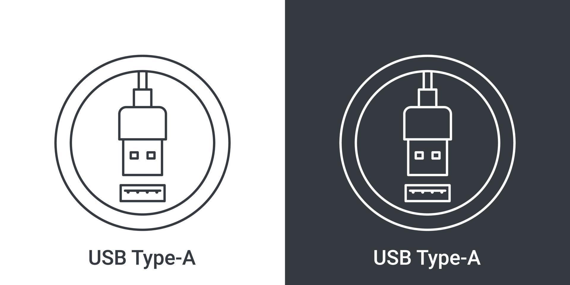 USB Type A port icon. Socket usb plug in. USB connectors. Vector illustration