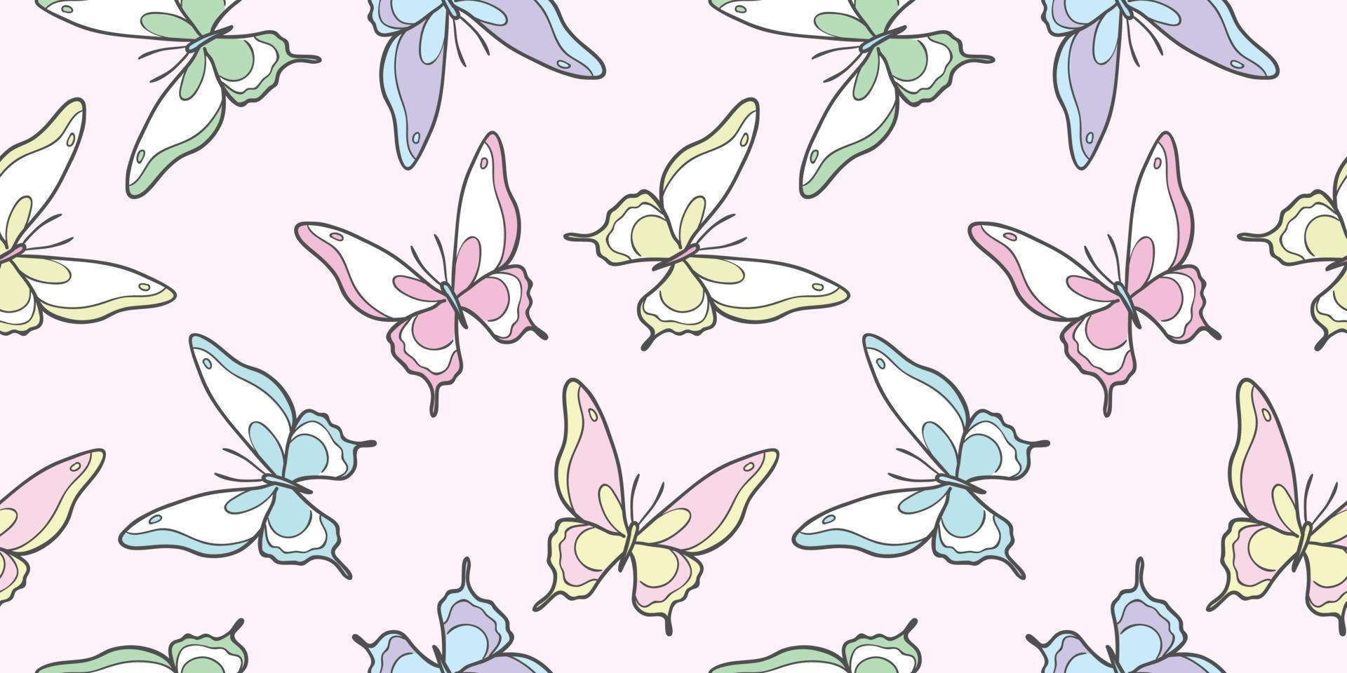 Cute colorful butterfly vector pattern