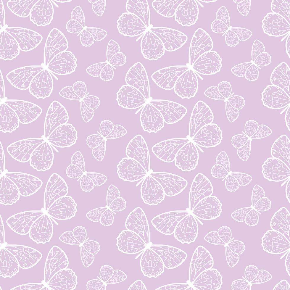 Vector butterfly cute seamless purple pattern design background