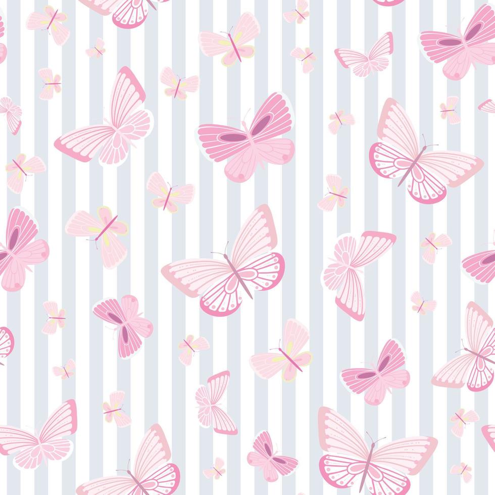 Vector butterfly seamless repeat pattern design background.