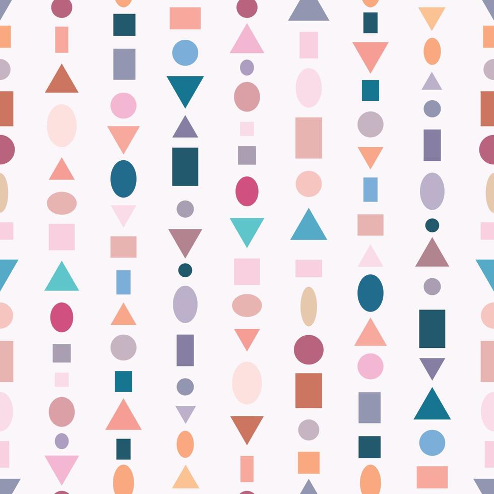 Colorful boho vector pattern with random geometric shapes