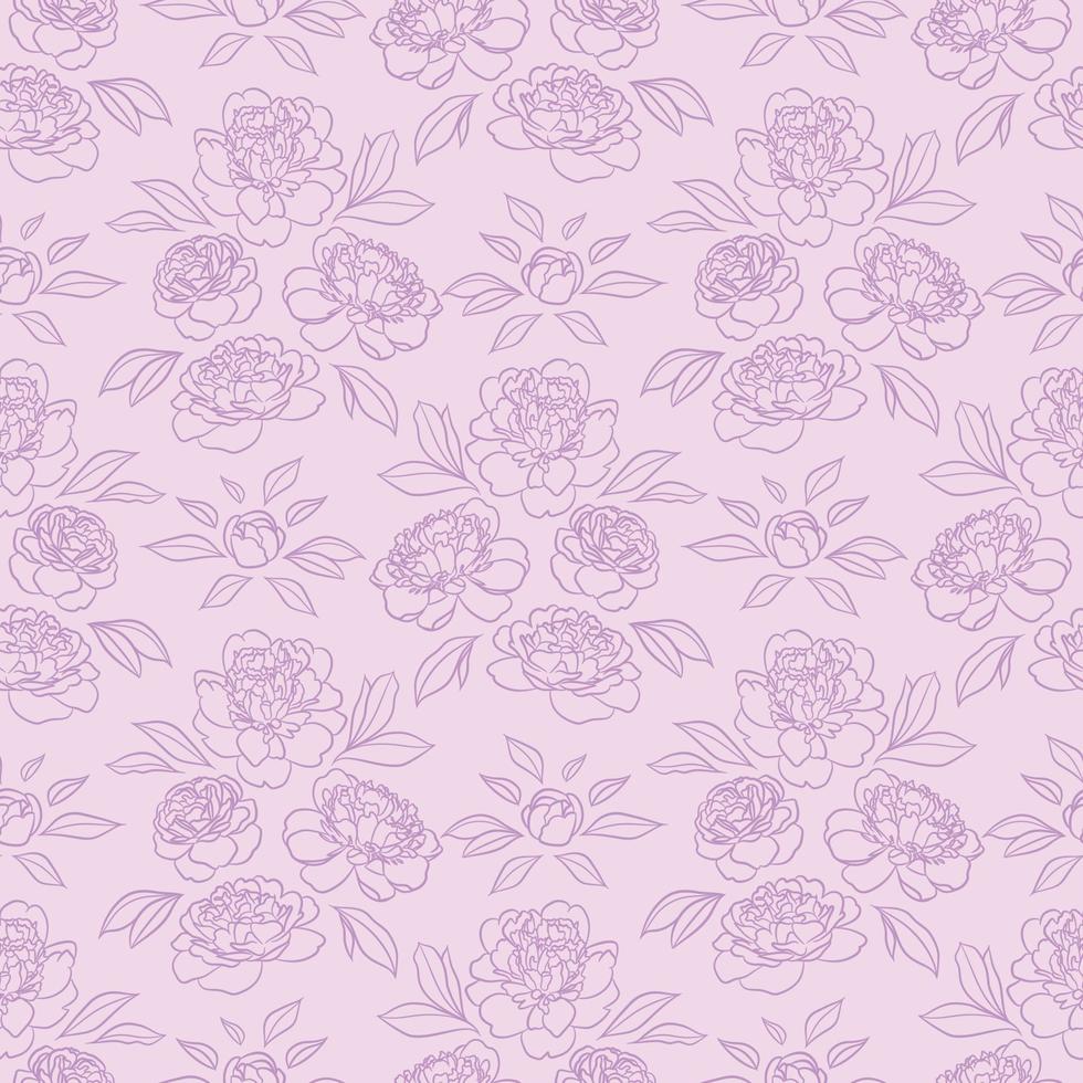 Floral peony repeat pattern vector background purple