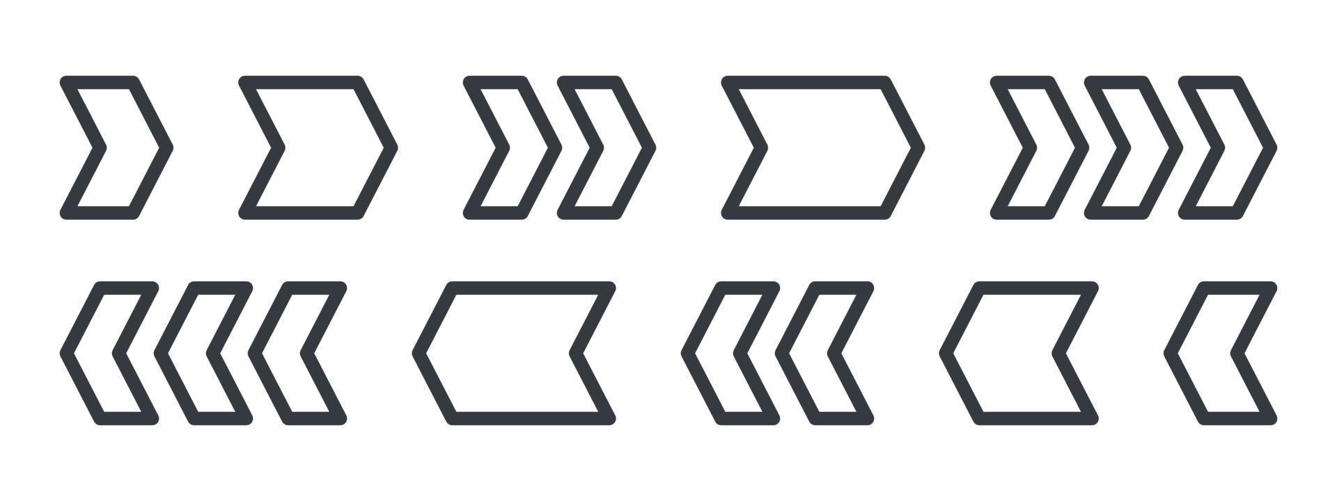 Vector arrows icons. Arrows concept. Collection different arrows. Black arrows icons. Vector illustration