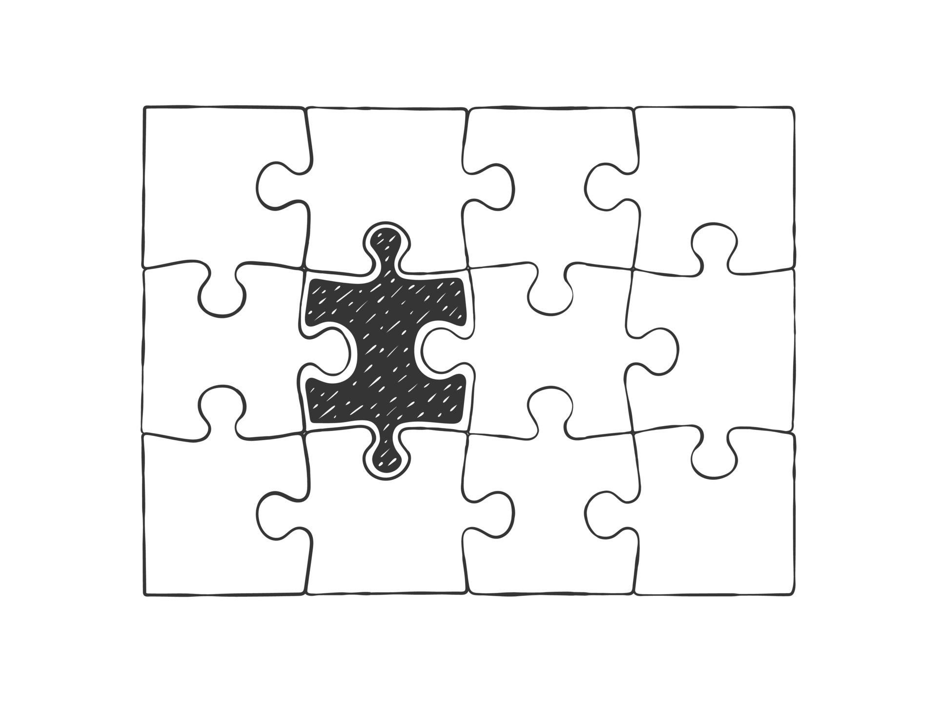 Assembled puzzle. Puzzle pieces. A puzzle different from all. Hand