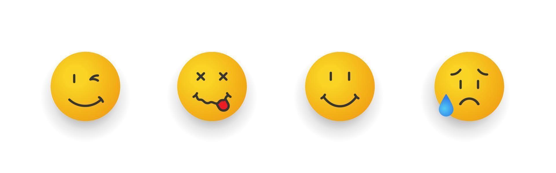 conjunto de iconos de sonrisa. conjunto de emojis de dibujos animados. caras sonrientes con diferentes emociones. ilustración vectorial vector