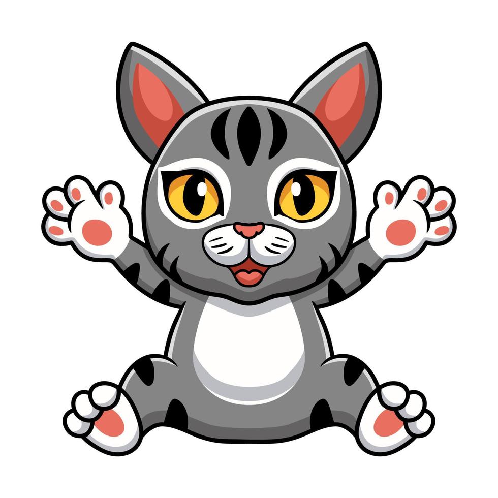 lindo, manx, gato, caricatura, sentado vector