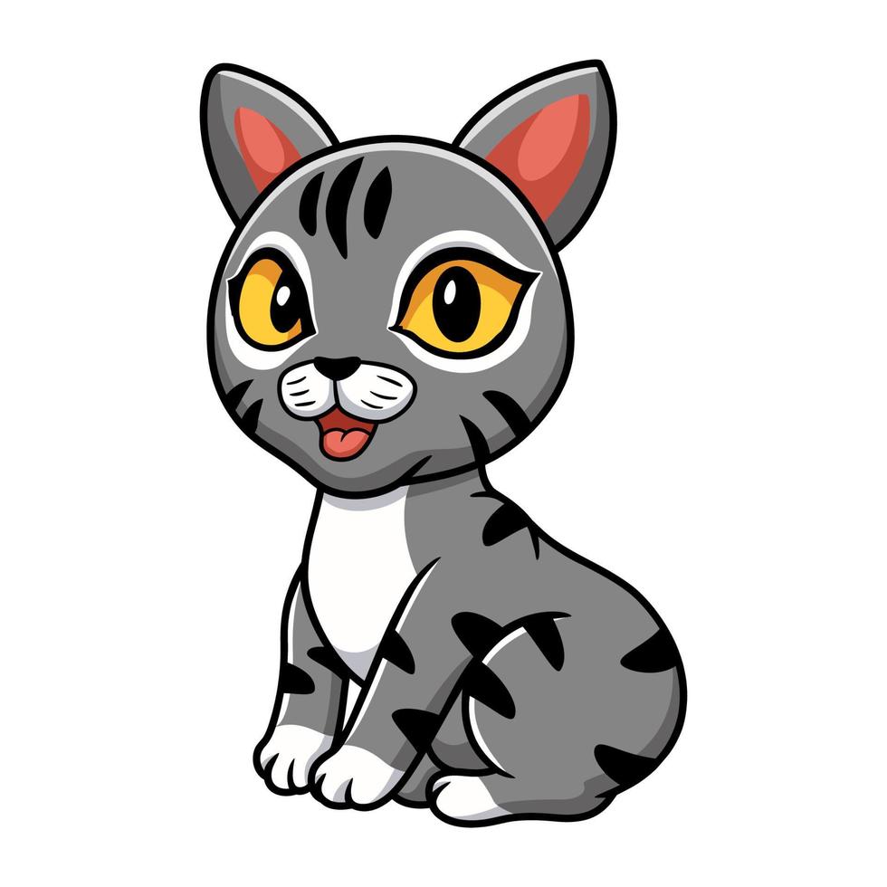 lindo, manx, gato, caricatura, sentado vector