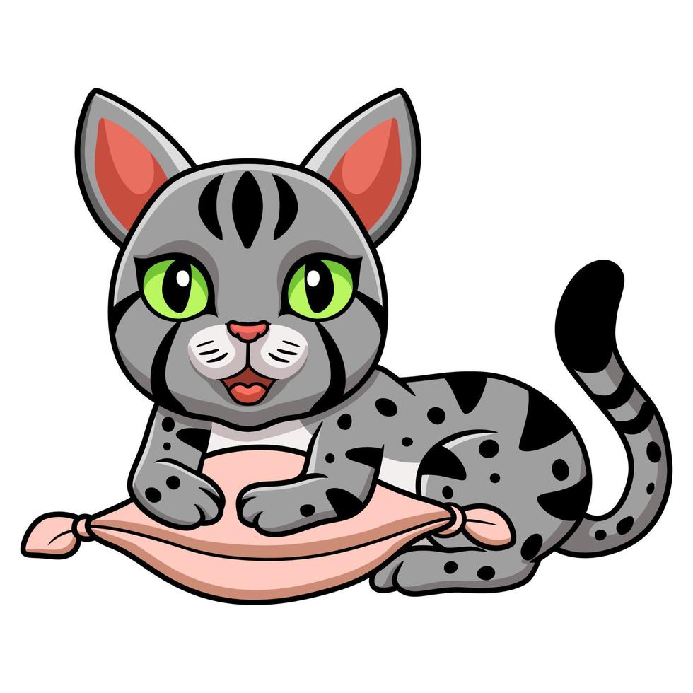 Cute egyptian mau cat cartoon on the pillow vector