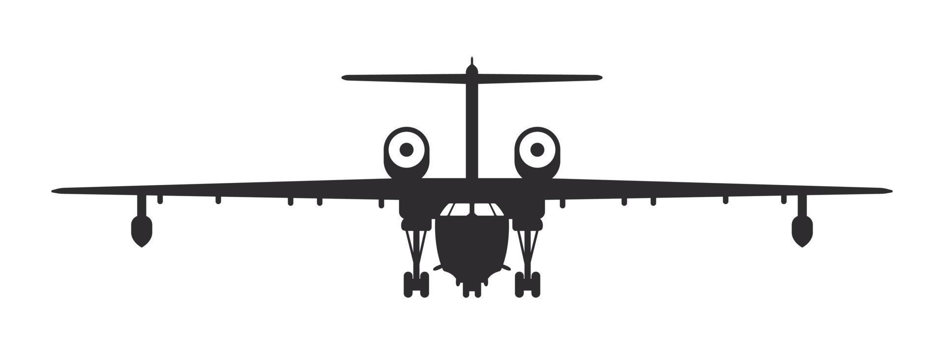 Plane. Special Purpose Aircraft. Airplane silhouette front view. Flight transport symbol. Vector image
