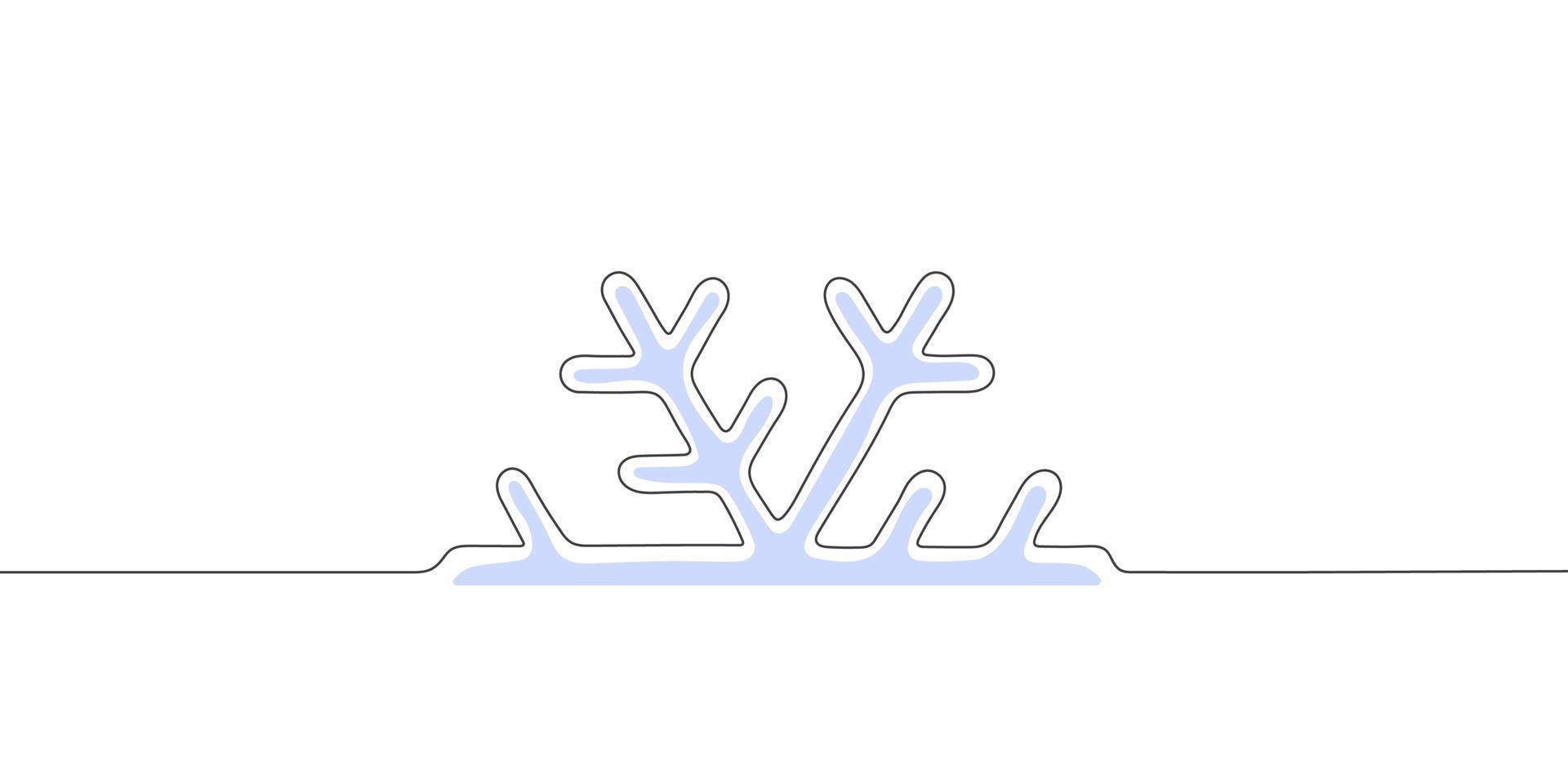 Single line style snowflake. New Year's background. Christmas theme. Vector illustration