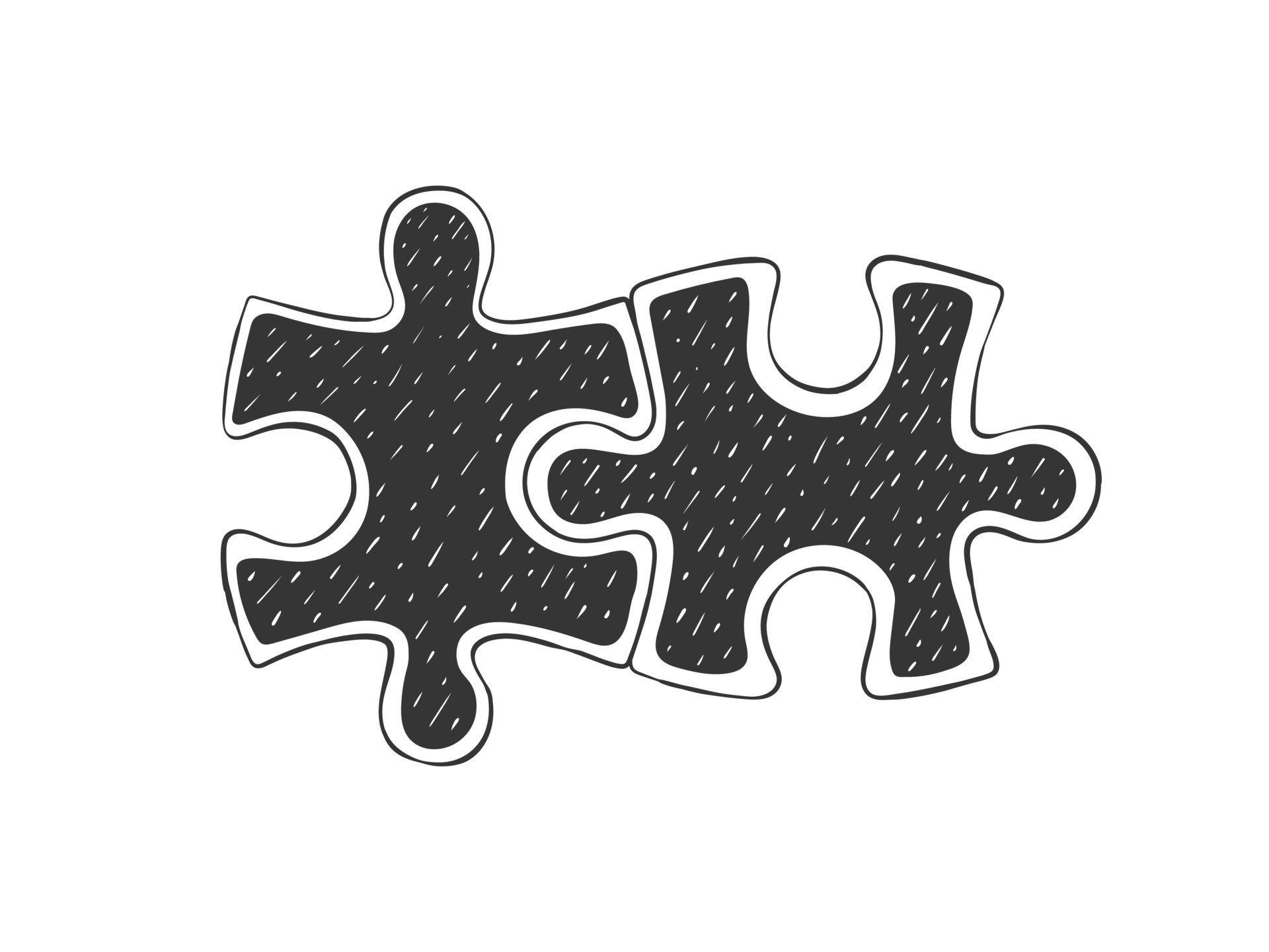 Puzzles icons. Puzzle pieces. Two puzzles that match each other. Hand