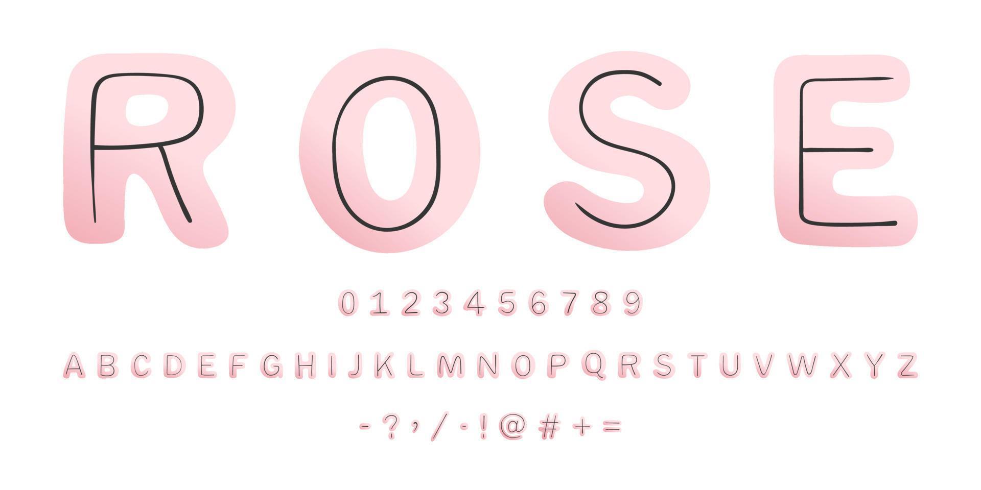 Rosy font. Works well in large to medium sizes. Hand drawn font. Unique vector font