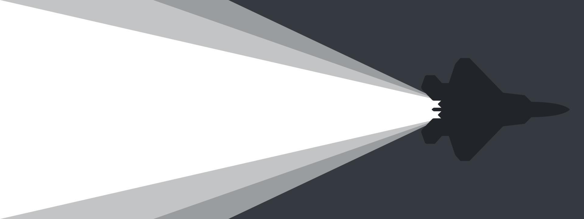 Background. An airplane leaving a beam of light behind. Vector image