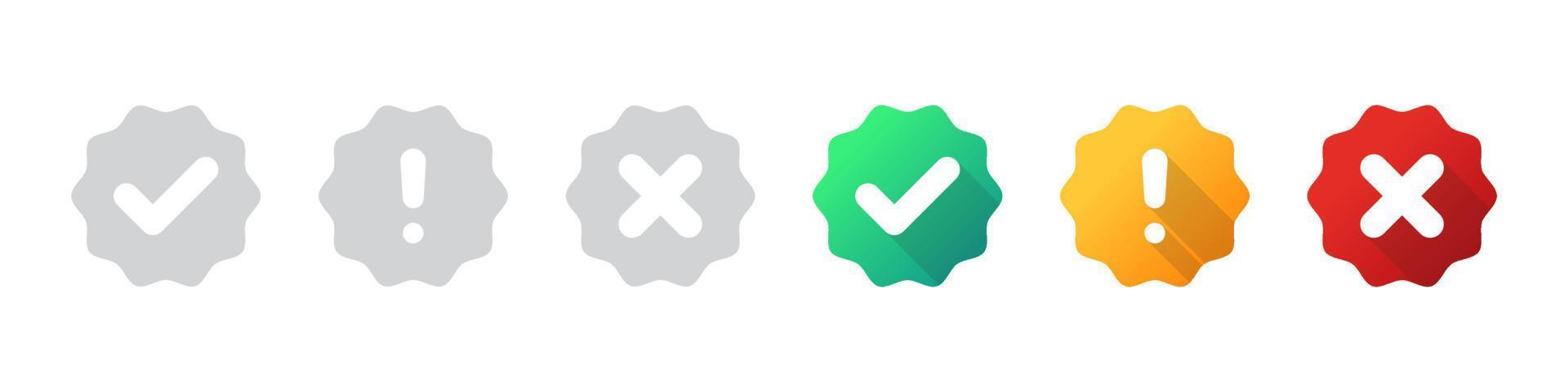 Check mark icons. Correct vote choice. Approval or confirmation icons. Vector images