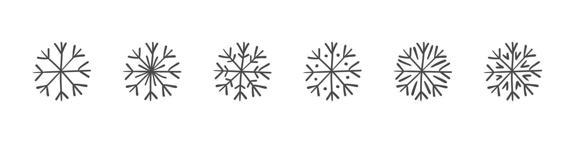 Set of hand drawn snowflakes. Snowflakes icons. Snowflakes Christmas elements. Vector illustration