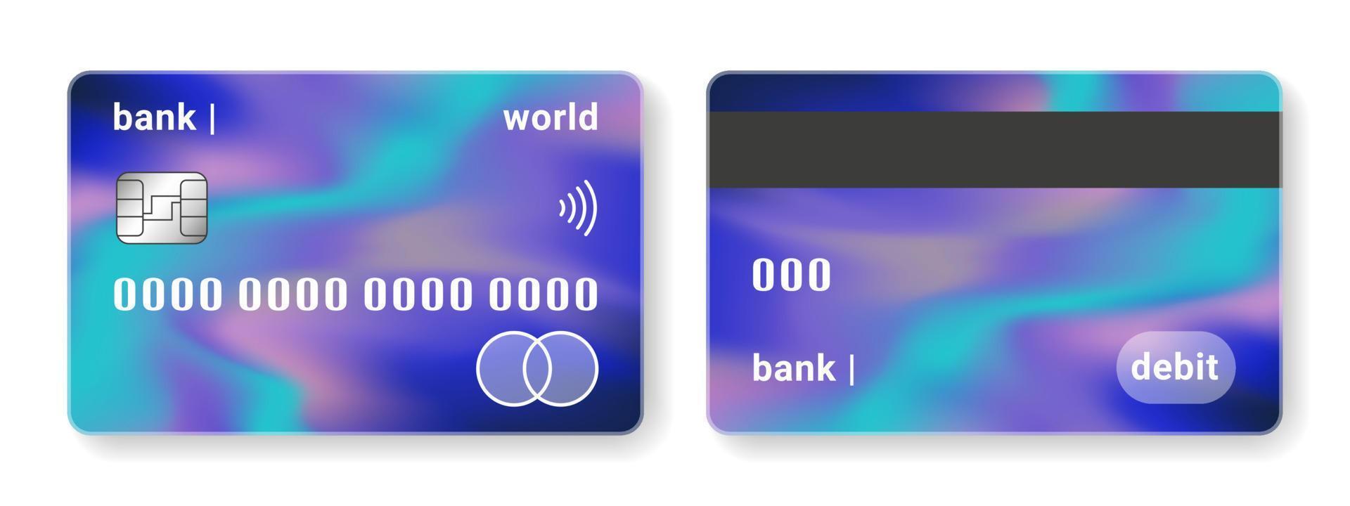 tarjetas de crédito. plantilla de tarjeta bancaria. ilustración conceptual de negocios con máscara de recorte. ilustración vectorial vector