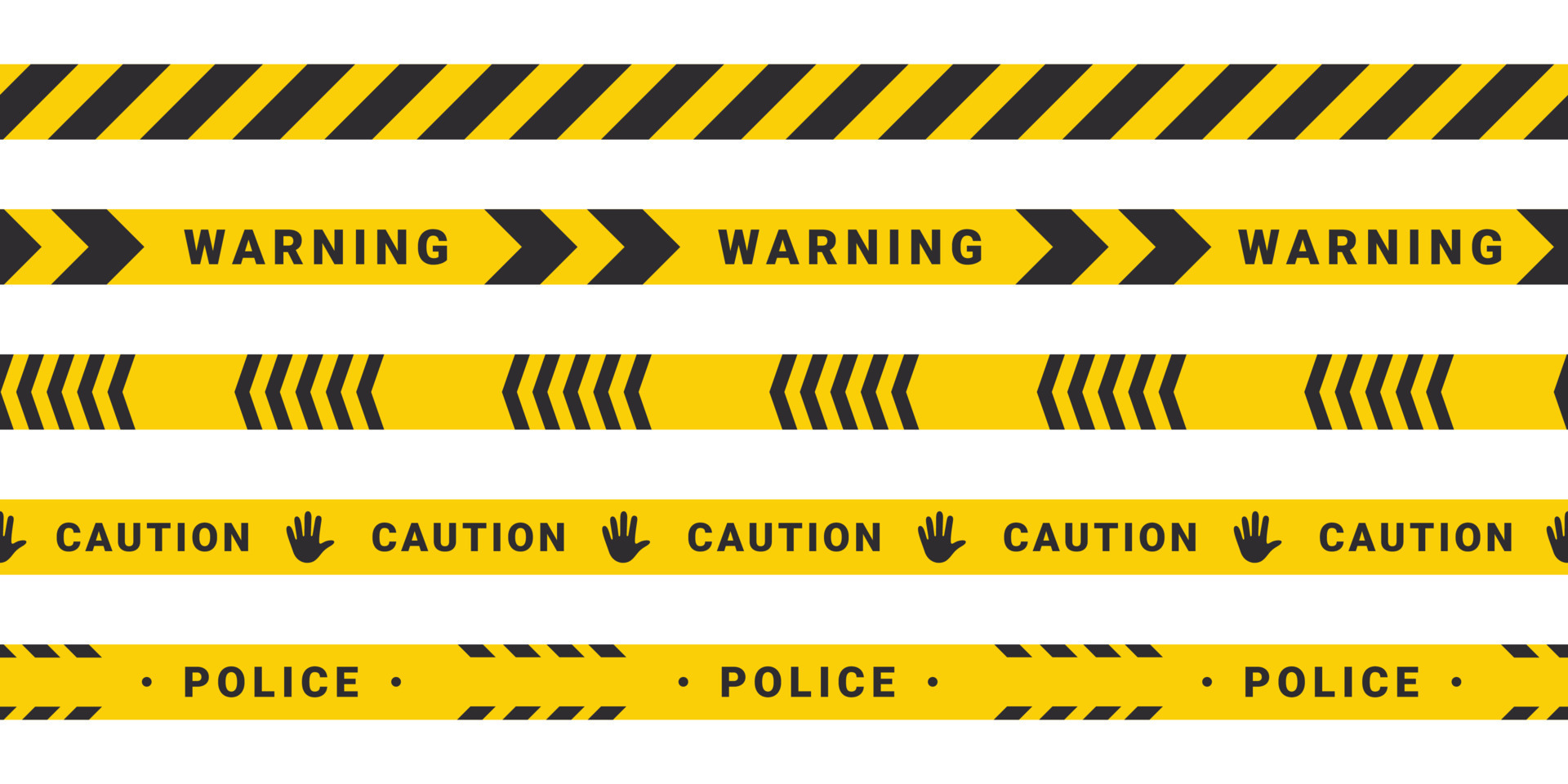Caution tape set. Warning or caution stripe. Police line. Black and
