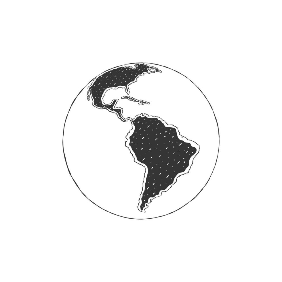 Globes of Earth. Globes hand drawn icon. America sketch with texture. Vector illustration