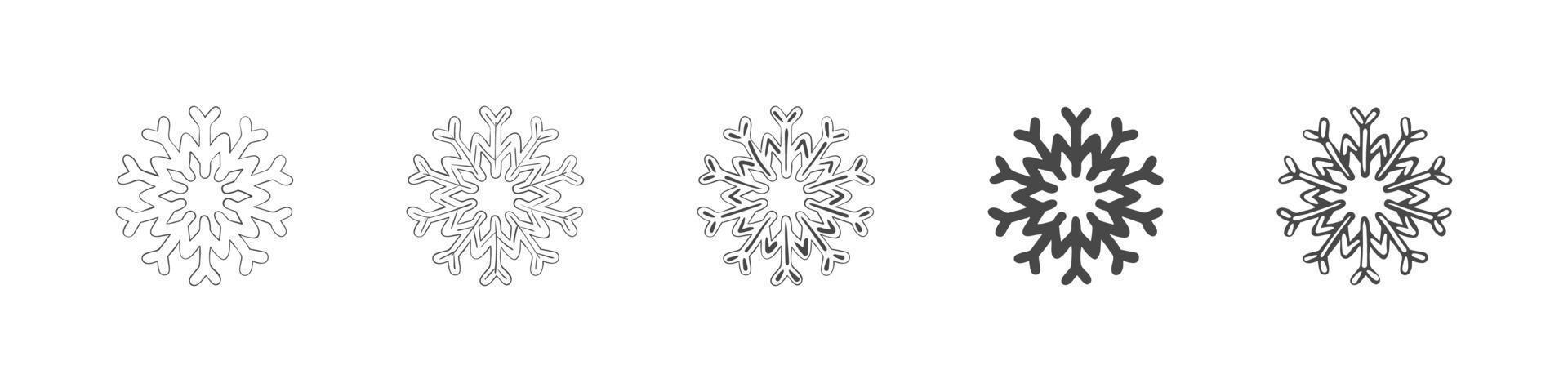 Snowflakes. A set of snowflakes with different textures. Hand-drawn snowflake icons. Vector illustration