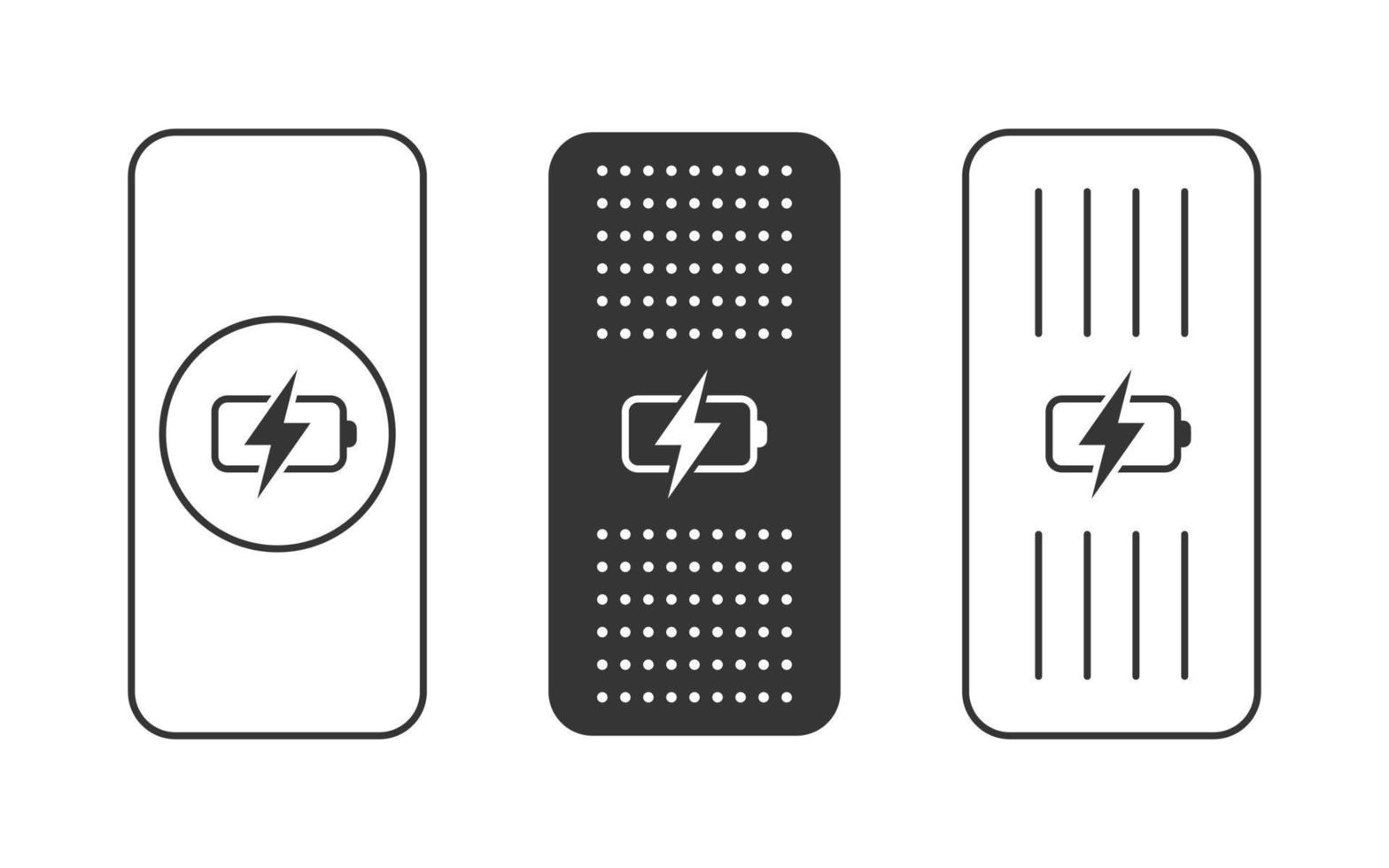 Wireless charger. Wireless charging icons. Phone charge simple signs. Vector images