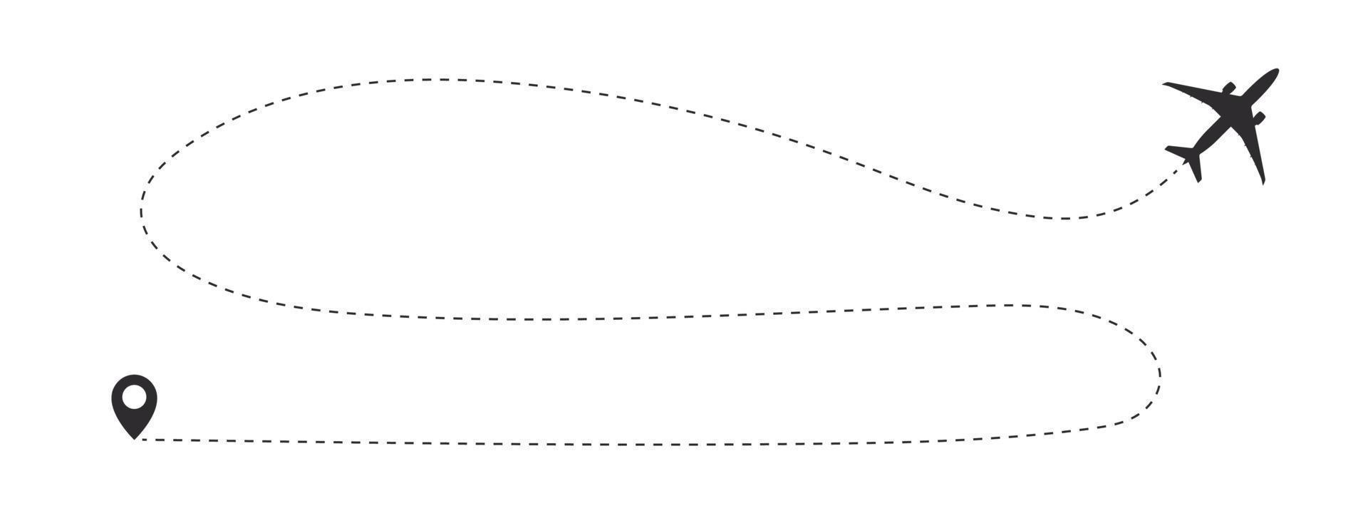 Aircraft route dotted lines. Passenger aircraft flight line. Vector illustration