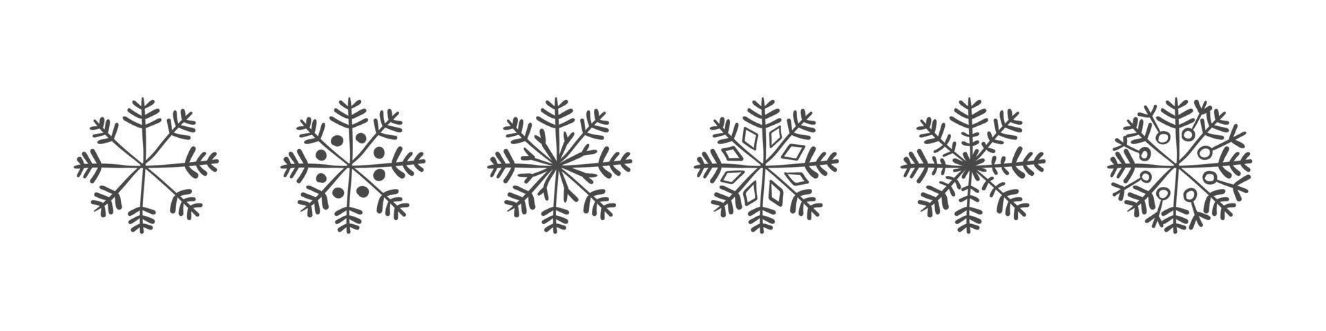 Snowflakes. Set of hand drawn snowflakes. Design elements for christmas and New Year. Vector graphics